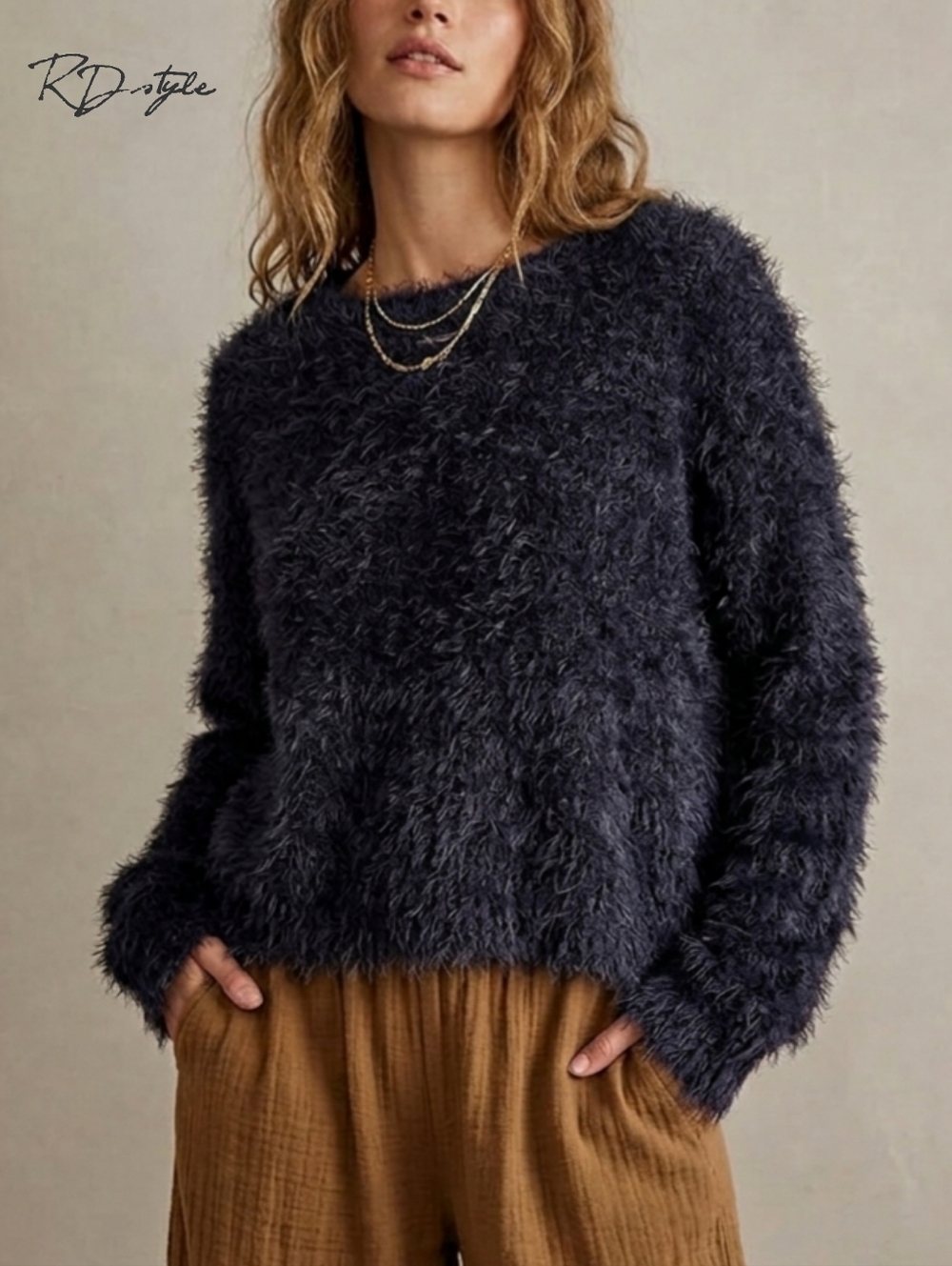 Sz M RD Style Women's Fuzzy Purple Sweater